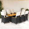 VidaXL 9pcs Garden Dining Set Black Cushions Wicker 3276841