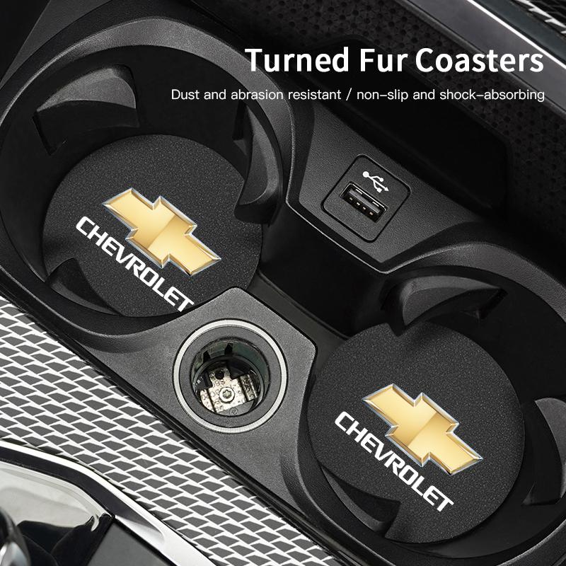 2Pcs Car Coaster Suede Mat Water Cup Anti-slip Pad Auto Interior For Chevrolet Aveo Matiz Equinox Camaro Colorado Cobalt Beat SS