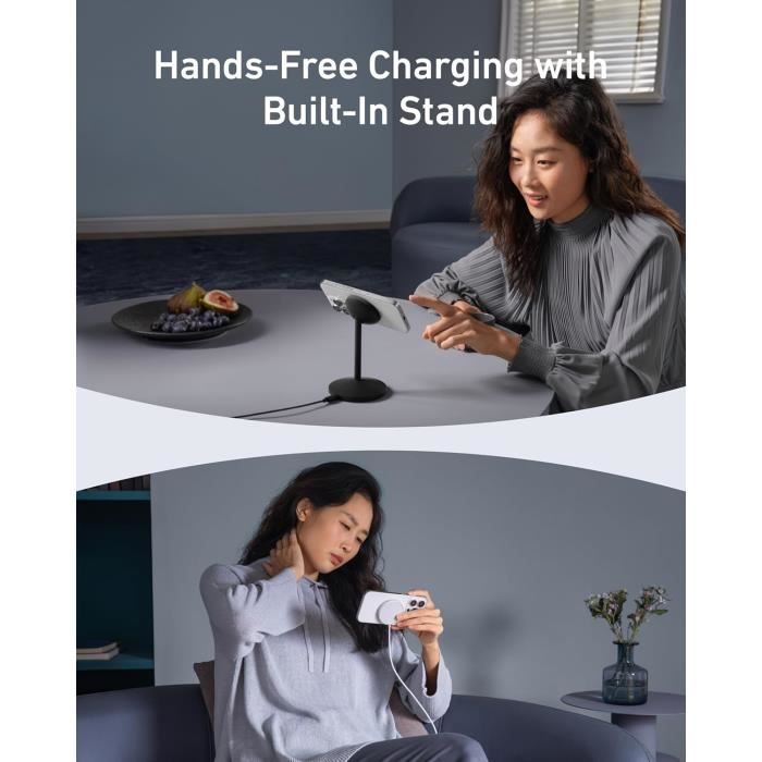 Chargeur induction - anker - maggo - 15w - compatible magsafe - rotation 360°