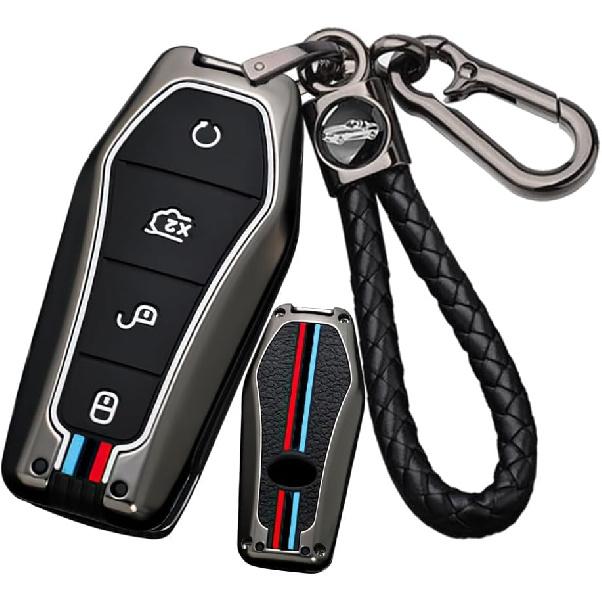 

SANRILY Silicone+Zinc Alloy Luminous 4 Button Key Cover Compatible with BYD ATTO 3 Song Qin Han EV Tang DM 2018-2022 Accessories Keyless Key Holder Black-keyring B