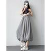 Puffy -shaped Midi Skirt, Casual Elastic High-waisted A-line Long Skirt