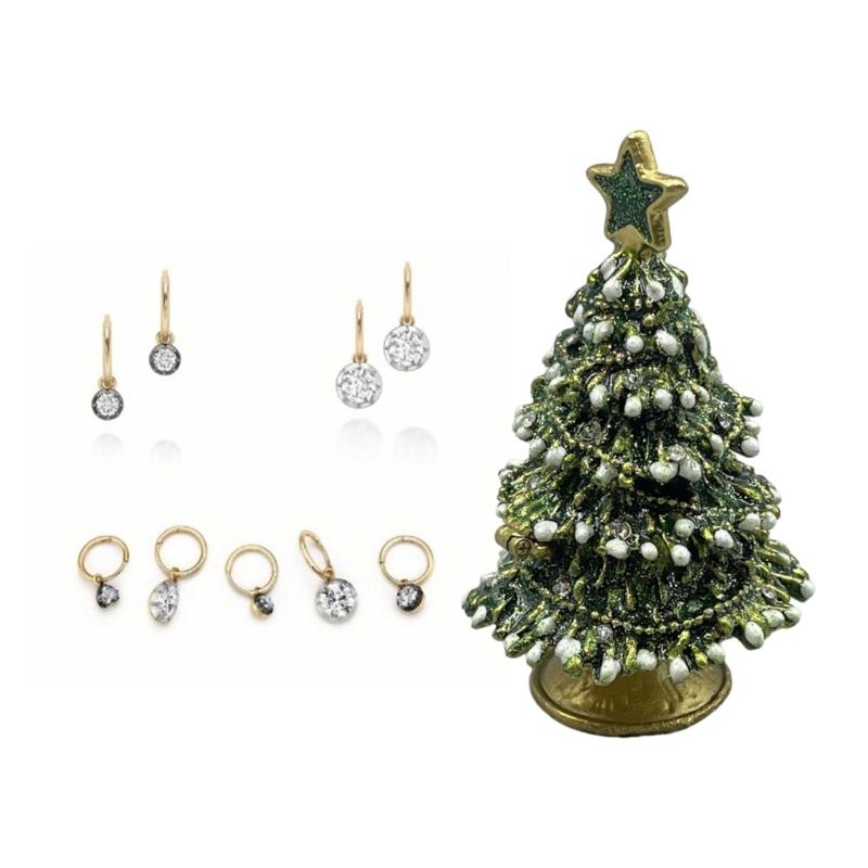 Vintage Christmas Tree Jewelry Box Zinc Alloy Strong Storage Case For Necklace Earring Organizers