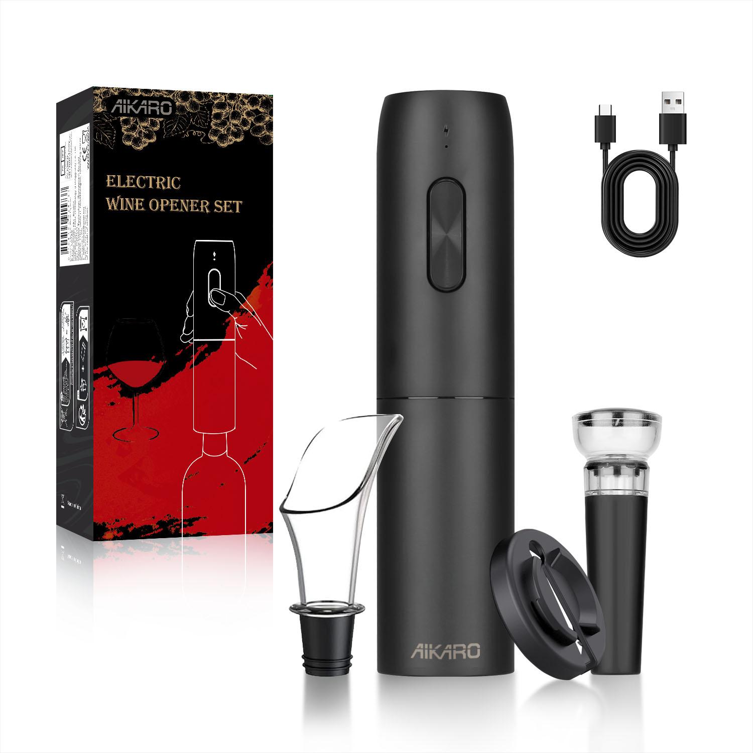 

AIKARO - Electric Wine Bottle Opener Automatic Corkscrew, Rechargeable чорний