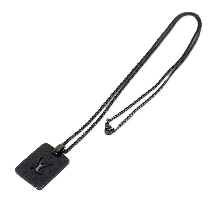 

[Used] Louis Vuitton/Louis Vuitton Pendantif Champs Elysees Black LV Logo Necklace/g499-30
