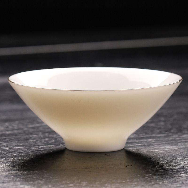 Sheep Fat Jade-colored Douli Cup, Chinese-style Ceramic Tea Cup, High-quality Porcelain Cup, Tea Set