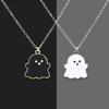 Black White Ghost Necklace Cute Fashion Pendant Niche Personality Chain Unisex Versatile Jewelry Accessory Halloween Style