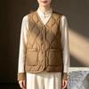 Women's 2025 Collarless Cotton Vest - Autumn/Winter Large Size Round Neck Waistcoat