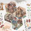 4Pcs DIY Scene Stickers 3D Miniature House Stickers Set Reusable Easy To Use DIY Projects Bookstore Scene Stickers