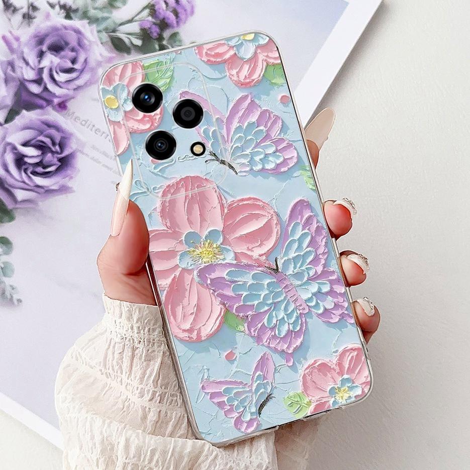 For Honor 200 Lite Case Cute Love Heart Butterfly Painted Cover Clear Silicone Phone Case For Honor 200 Lite 200Lite Soft Fundas