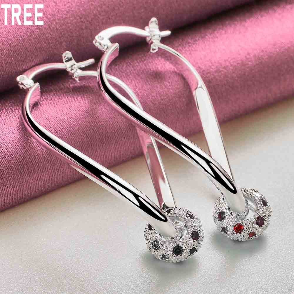 925 Sterling Silver Elegant Engagement Noble Beautiful Perforated Earrings Fashion Wedding Jewelry