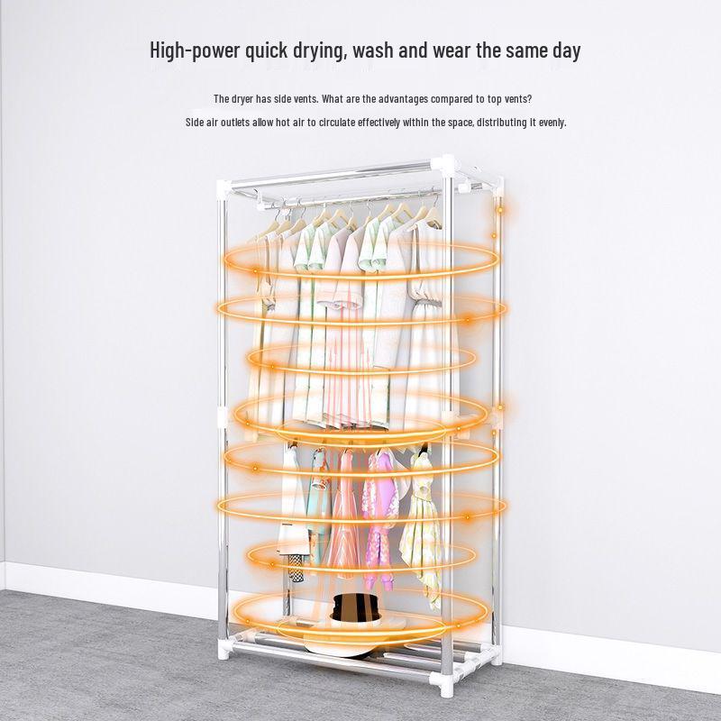 Compact Double-Layer Quick-Dry Clothes Dryer Wardrobe with Large Capacity for Rental Rooms