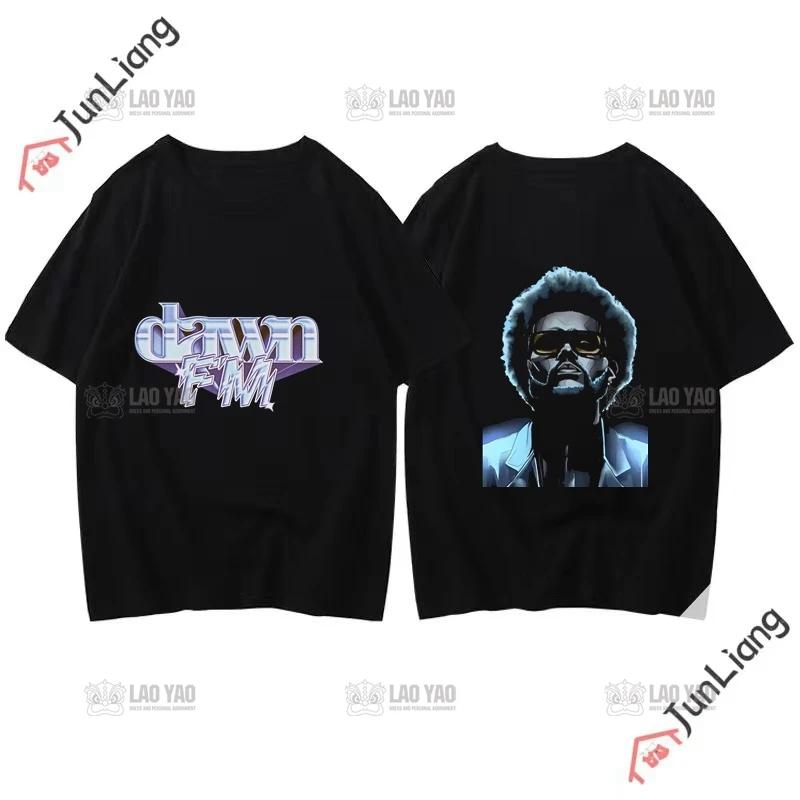Canadian Singer The Weeknd Dawn Fm Flat Print Tshirt Short Sleeve Loose Mens Tshirt Mens Tshirt Womens Hip Hop Clothing