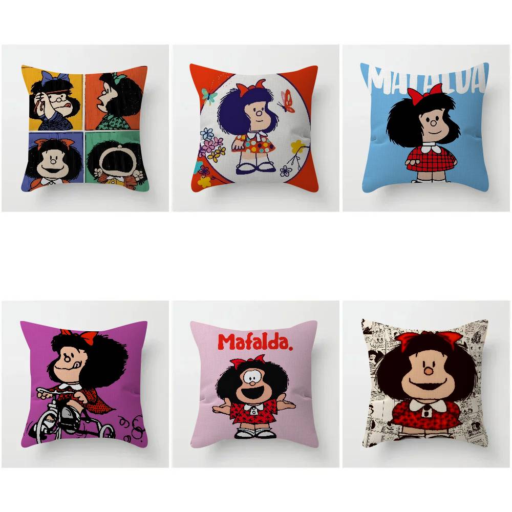 Pillow Cushion Cover Pillowcase Living Room Sofa Home Decor Customized Cartoon Cute Mafalda