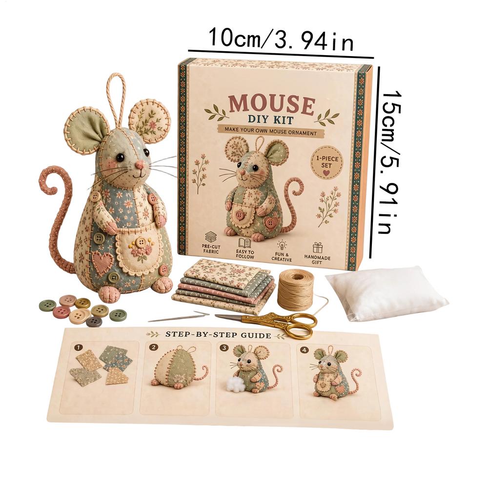 Embroidery Animal Kit Cute Mouse Handmade Ornament Embroidery Animal Kit For Beginner For Adults Women Men Home Living Room
