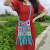 Crocheted Shoulder Tassel Bohemian Ethnic Style Tote for Beach Travel