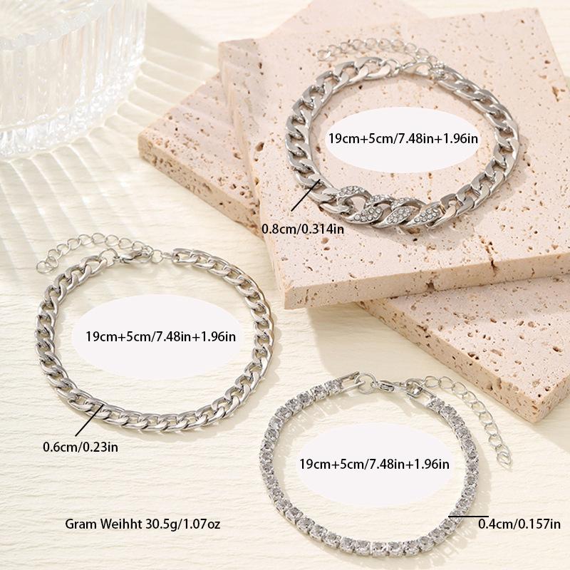 Accessories Metal Style Simple Punk Bracelet Set Personalized Hip Hop Stacked Wear Jewelry Women