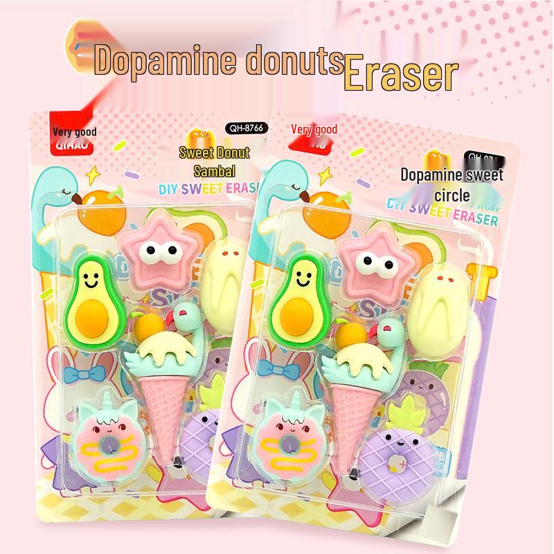 Adorable Cartoon Mini Eraser Set for Students – Perfect Back-to-School Gift