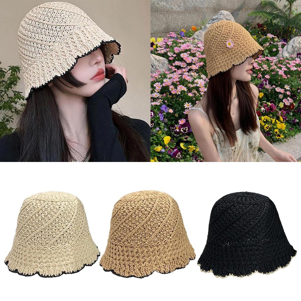 Knit Bucket Hat for Womens Handmade Foldable Floppy Fisherman Hat Knit Hat Fashion Cute Vintage and Casual