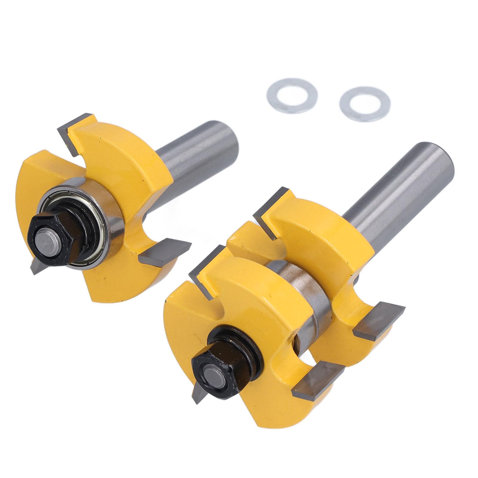 

2Pcs Tongue Groove Router Bit T Shape 3 Teeth 2 Bearing Woodworking Milling Cutter 1 2in Shank