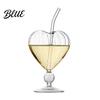 Coppette da Dessert Uniche per la Casa Bicchiere da Cocktail a Forma di Cuore 220ml Calice Trasparente con Cannuccia Elegante Stiloso Bicchieri da Festa per Bevande Fredde Cocktail