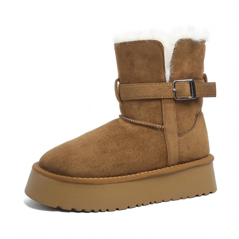 Grey Heightened Thick-soled High-tube Snow Boots Women's New Winter Velvet Thickened Long-tube Snow Cotton Shoes