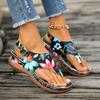 Large Size Herringbone Sandals Women's Summer Wind Flower Rear Strap Wedge Sandals Women