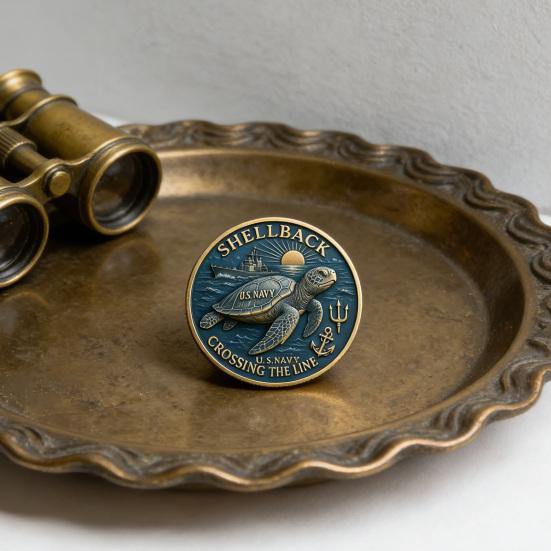 U.S. Navy Shellback Crossing The Line Challenge Coin Navy Souvenir Military Commemorative Coin for Veterans Sailors