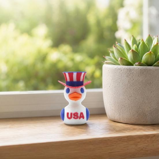 Yousheng Patriotic Duck Statue, PLA Independence Day Collectible with Red White Blue Design, Unique Conversation Starter Decor for Home Office