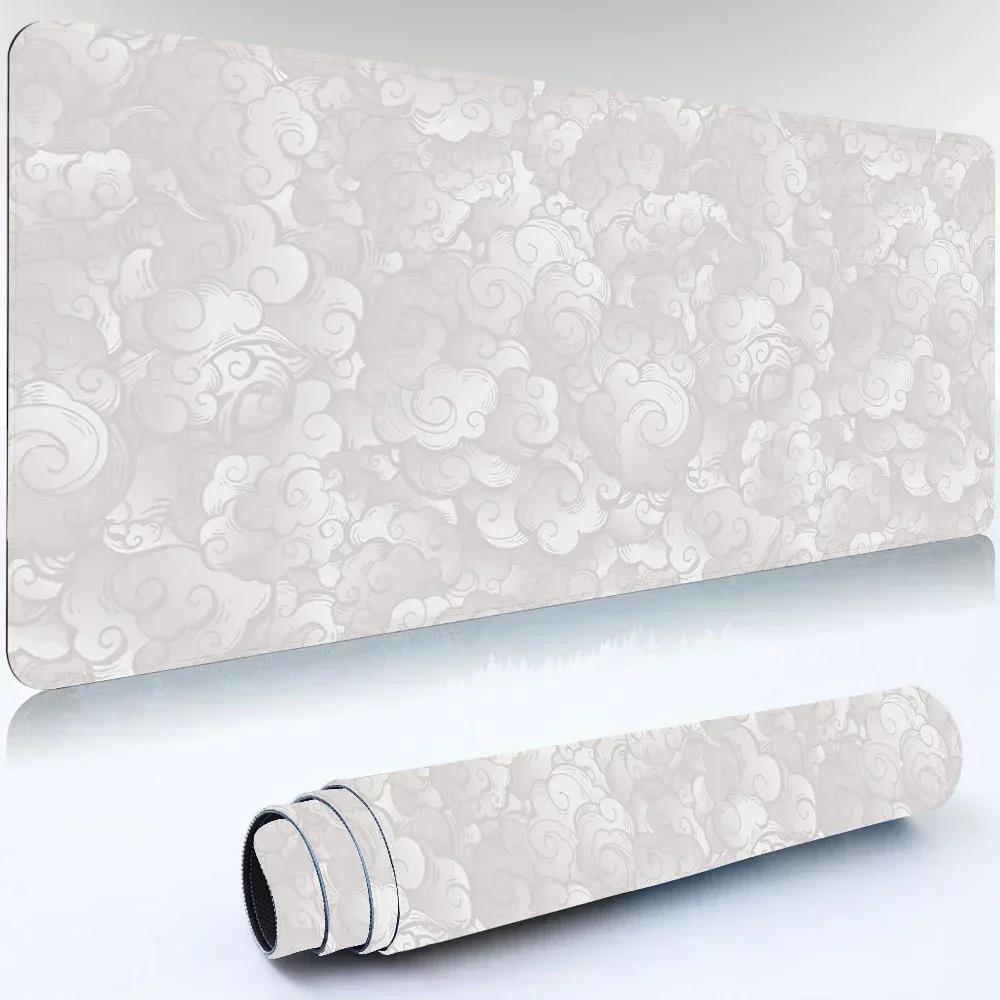Japanese Clouds Mouse Pad  Kawaii Black Desk Mat Large NonSlip Rubber Gaming Mousepad for Office  Gaming 400x800x2mm