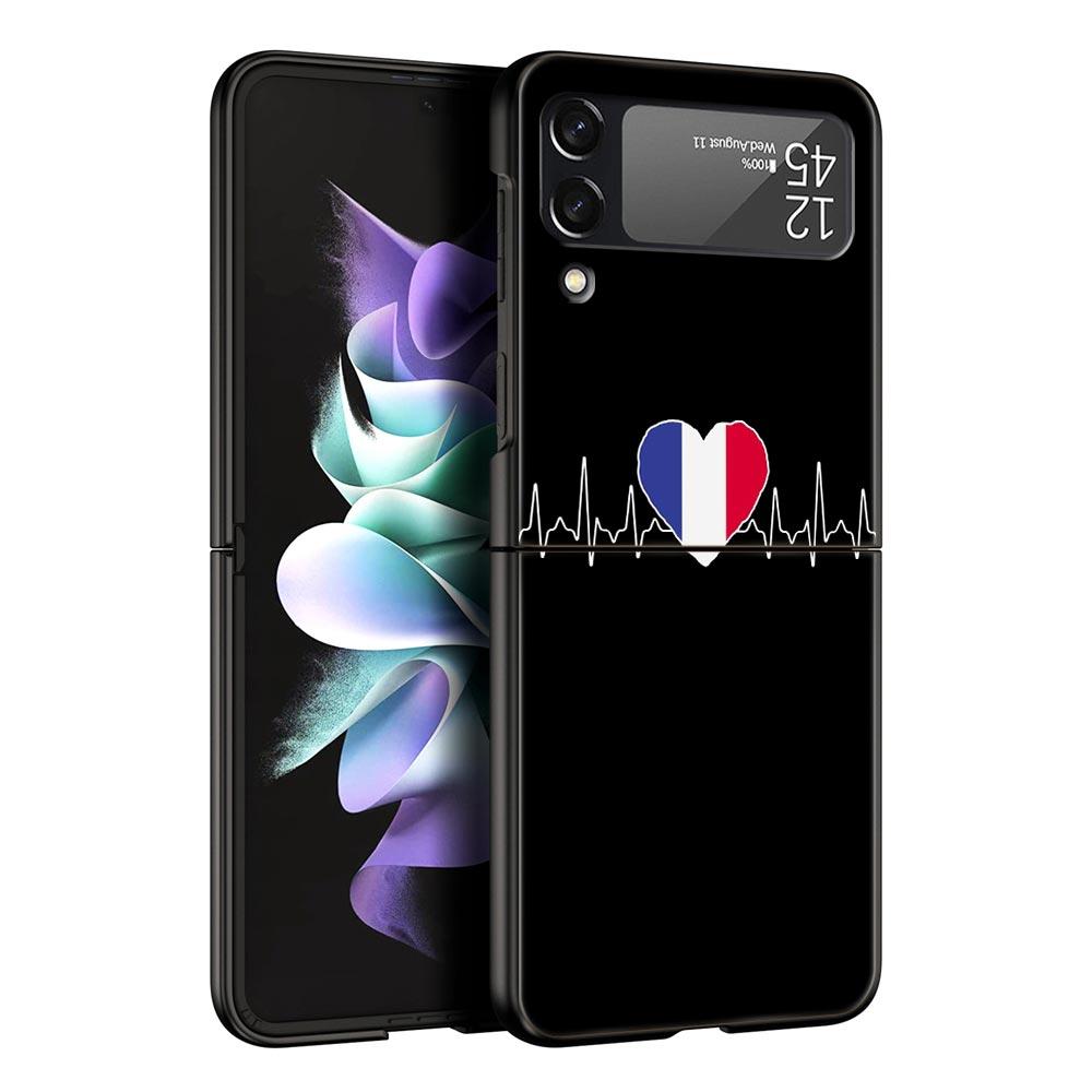 Vlajka britského srdečního tepu Čína Láska Linka Pouzdro na telefon pro Samsung Galaxy Z Flip 3 4 5 Černé skládací mobilní pouzdro Tvrdý PC Ochranný kryt