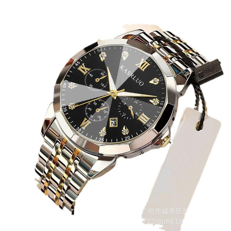 Men'S Non-Mechanical Quartz Watch Calendar Luminous Fashion Business Steel Belt Overseas Watch Men'S