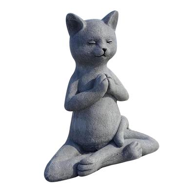 Collections Buddhas Cat Statue In Meditating Cat Figurine Pose for Spiritual Decor Dhyana Mudra Pose Yoga 10x8x12cm  WWO66