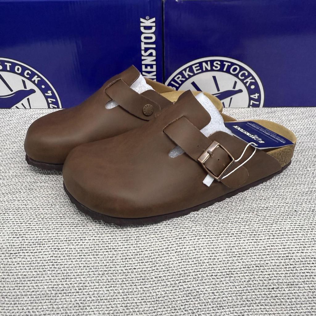 Men’s BK Genuine Leather Retro Toe Semi-Slippers - New, Versatile, and Comfortable Birkenstock Shoes