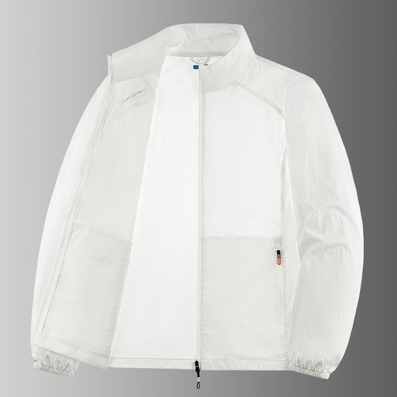 Men's Summer Thin Simple Color Outdoor Loose Large Size Hooded Sunscreen Jacket Jacket