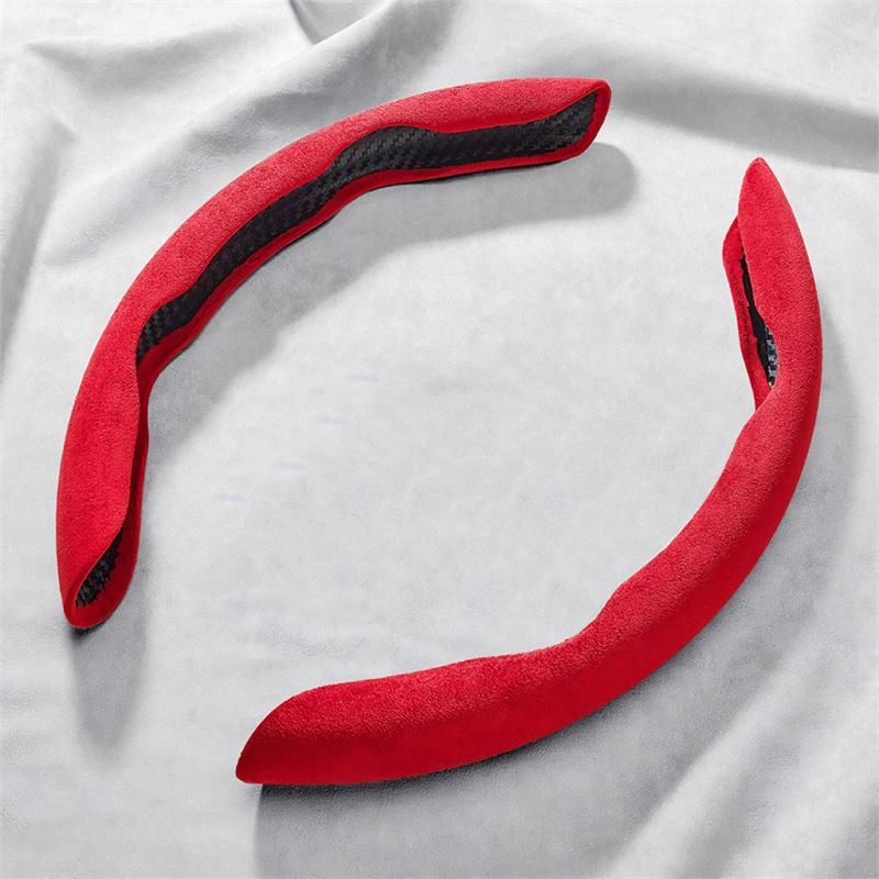 

Замшевый универсальный 38 см чехол для усилителя рулевого колеса автомобиля нескользящий защитный чехол для салона автомобиля декоративные аксессуары - коричневый красный