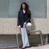 Elssibeui Embroidery Wide Sweat Pants_Gray
