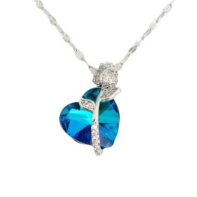 [R7342] - Designer-Halskette „Love“ aus Stahl in Silberblau - 15x13