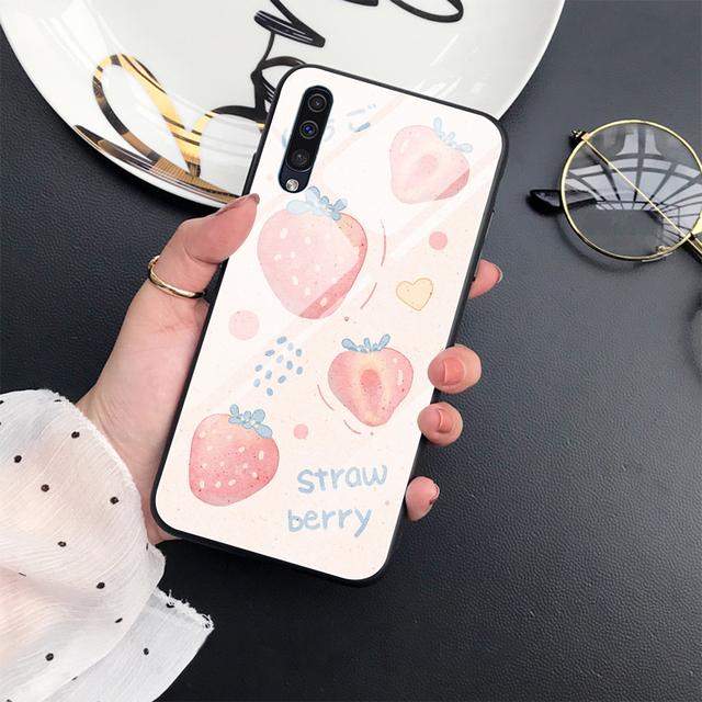 Fruit Strawberry Phone Case For Samsung Galaxy A73 A53 A33 A72 A52 A32 A22 A21 A13 A21s 5g A50 Tempered Glass Cover Carcasa