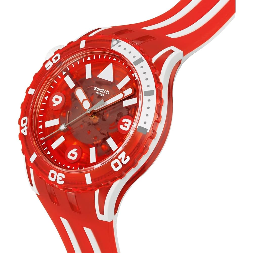 Swatch LION'S MANE SSCU09R100 Pánské červené náramkové hodinky