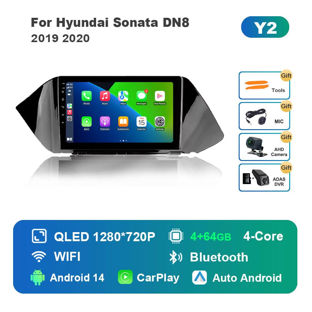 For Hyundai Sonata DN8 2019 2020 Car Radio Multimedia Player Android 14 GPS Navigation 4G Carplay DSP Stereo WiFi Auto Tools