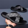 Slippers Men 2024 Summer Checkered Beach Sandals Outdoor Walking Slides for Man Comfortable Daily Men's Casual Shoes Sandals