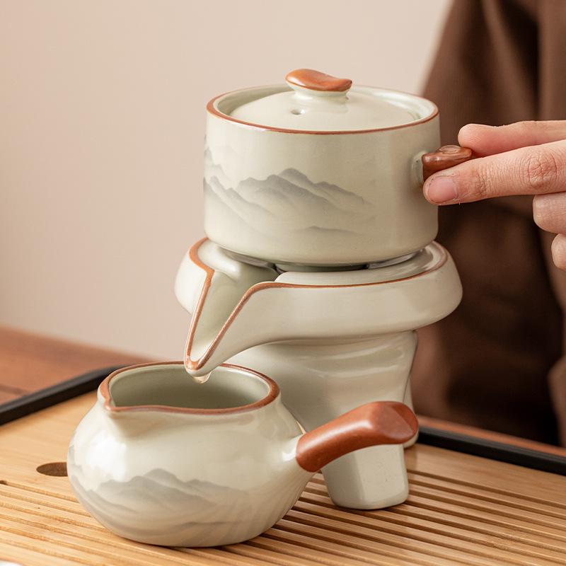 Automatic Teaware Sets for Home Use Anti Scalding Stone Grinding Teapot Office Lazy Tea Making Tool