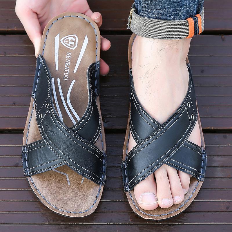 Fashion Quick Dry Man Slippers Stylish Designer Half Drag Fashion Leather Casual Summer Flats Comfortable Beach Slippers Outdoor Sandals