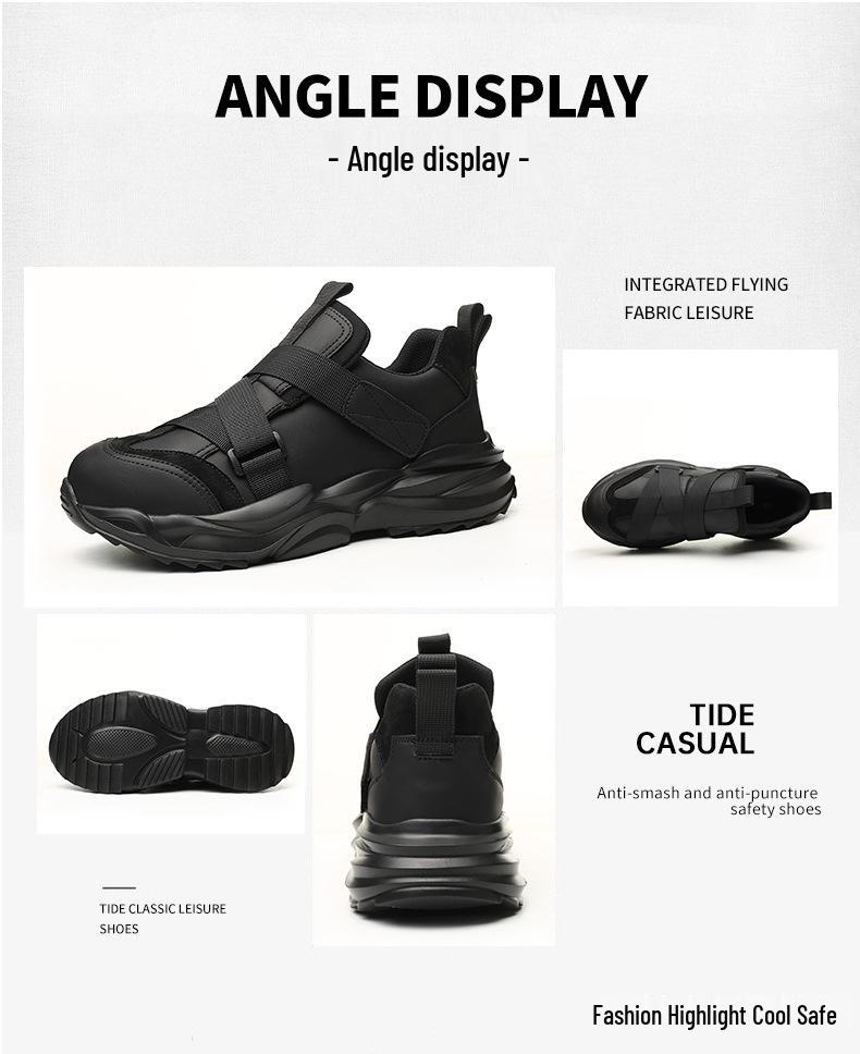 Men's Steel Toe Safety Shoes - Anti-Smash, Anti-Puncture, Velcro Closure, Soft Sole, Comfortable for Long Standing