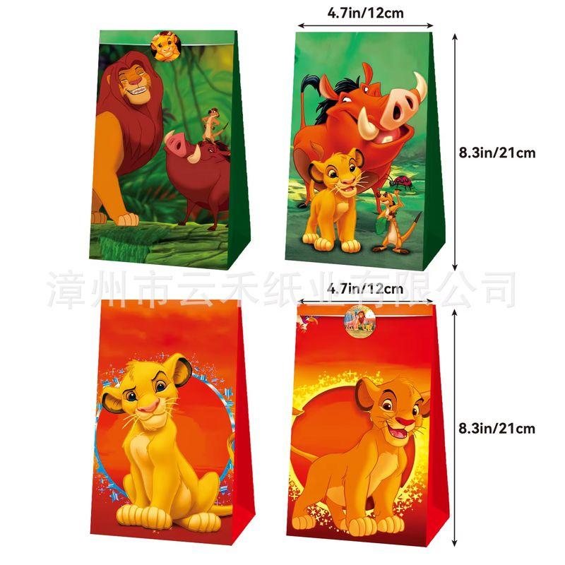 Hot 12Pcs A Set Anime Peripheral The Lion King Simba Figures Candy Gift Bag Birthday Party Popcorn Festival Paper Bag Decoration