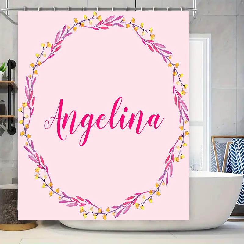 

Delightful Pink Shower Curtain With Angelina Print For Bathroom Decor Perfect Gift Idea 160Cm X 180Cm Waterproof Fa W60H190(CM)-1 Pcs