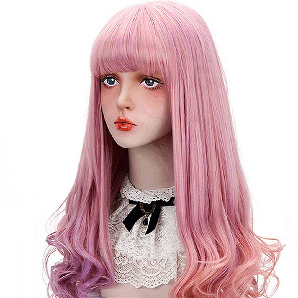 

Бесплатный Красота Смешанный Цвет Свободная Волна Лолита Стиль Харадзюку Прямые Волосы Красочный Градиент Милый Полный Парик 70см (Люблю розовый)