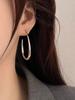 1pair Simple U-Shaped Hoop Earrings For Women Elliptical Large Earrings, Women's Minimalist Earrings, Personalized