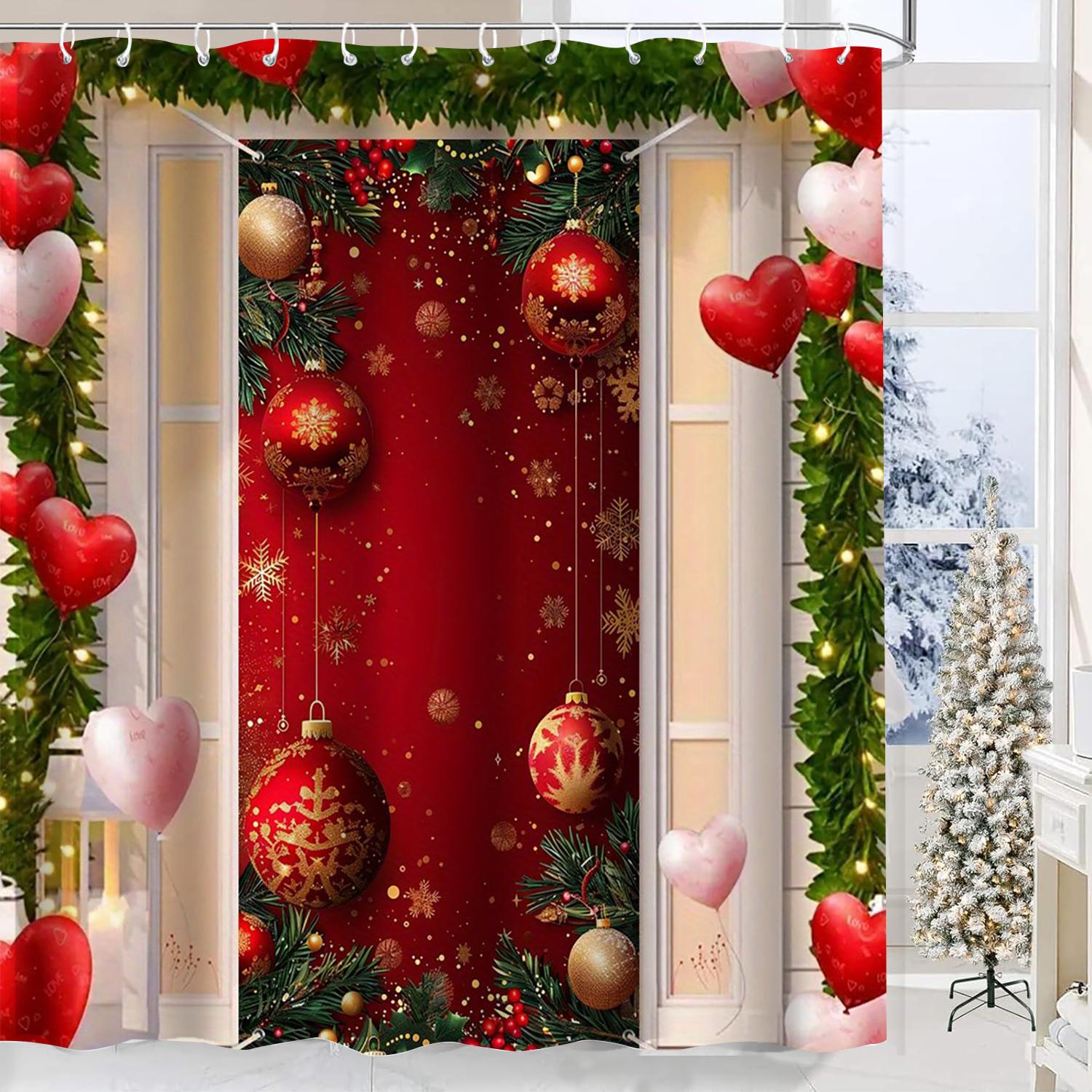 

С Рождеством Христовым Занавеска для ванной Занавеска для душа для ванной Водонепроницаемая С 12 крючками Домашний декор Бесплатная доставка 180*180cm