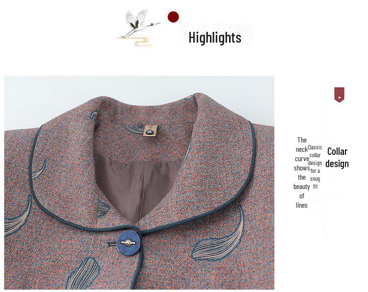 Jarní a podzimní kabát s dlouhým rukávem pro ženy středního věku a starší (Věk 60-70)